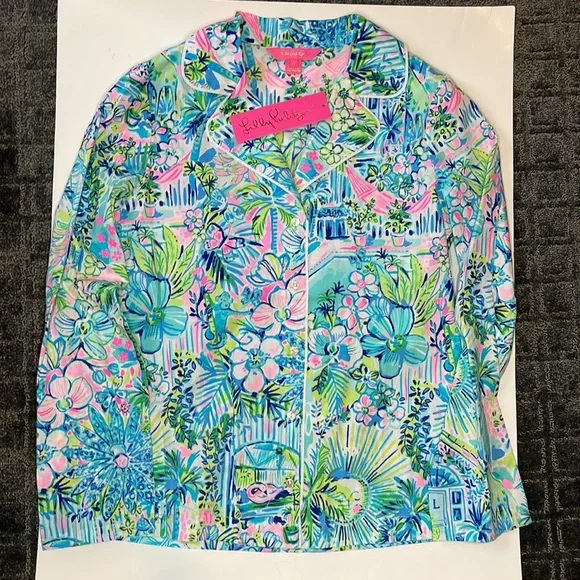 Lilly Pulitzer PJ Woven Top Lilly’s House - Size XS - Picture 2 of 13